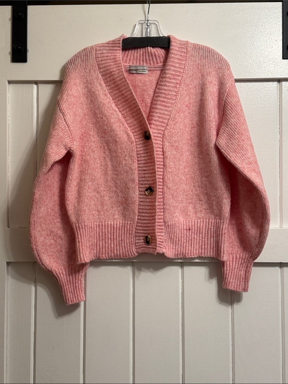 Zenana Outfitters Blush Pink Button-Front V-Neck Cardigan